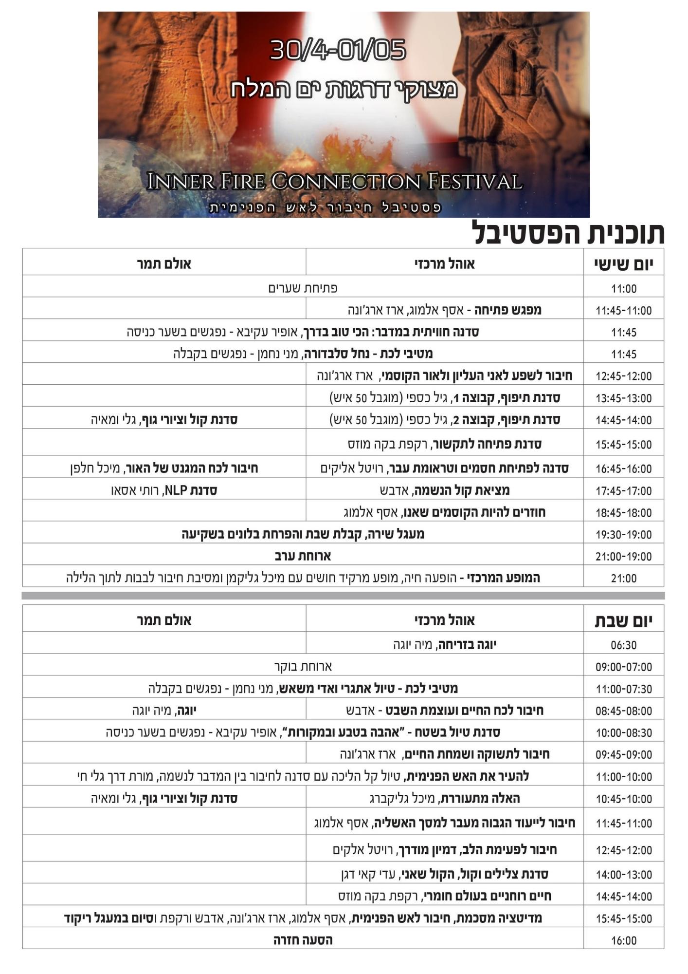 פסטיבל חיבור לאש הפנימית — מתוך האתר המקורי